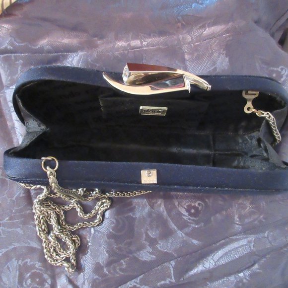 VTG Rodo Microfiber Evening Box Bag Blue 8 ½ “L x 3“H x 2“D Milan, Italy - Picture 5 of 10